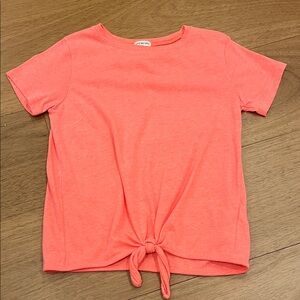 Bright Coral Tie-Front Tee